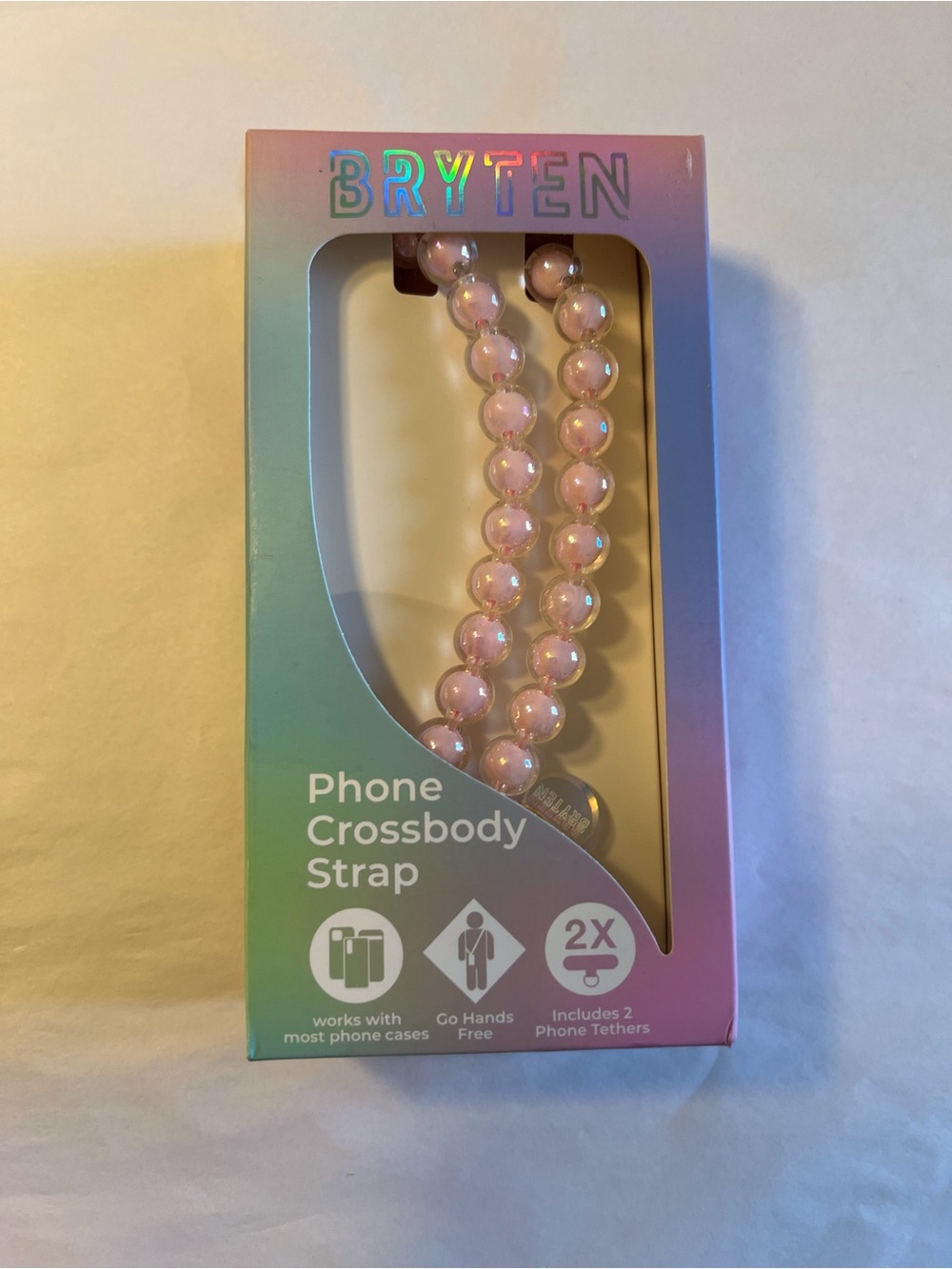Pink Pearl Phone Crossbody Strap - Beaded Hands-Free Lanyard